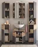 Badmbel Set 5-teilig Tomaso in Nox Eiche und Basalt grau Badezimmer 164 x 190 cm, Soft-Close