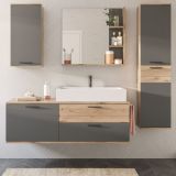 Badmbel Set 5-teilig Tomaso in Nox Eiche und Basalt grau Komplett-Set mit Waschbecken 190 cm, Soft-Close