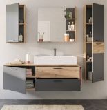 Badmbel Set 5-teilig Tomaso in Nox Eiche und Basalt grau Komplett-Set mit Waschbecken 190 cm, Soft-Close