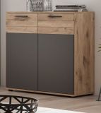 Kommode Tomaso in Nox Eiche und Basalt grau Wohn- und Esszimmer Sideboard 80 x 87 cm