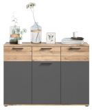 Kommode Tomaso Nox Eiche und Basalt grau Sideboard 120 x 87 cm, mit Soft-Close