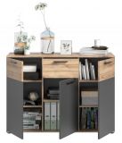 Kommode Tomaso Nox Eiche und Basalt grau Sideboard 120 x 87 cm, mit Soft-Close