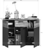 Kommode Tomaso Nox Eiche und Basalt grau Sideboard 120 x 87 cm, mit Soft-Close