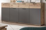 Sideboard Tomaso in Nox Eiche und Basalt grau Wohn- und Esszimmer Kommode 180 x 87 cm