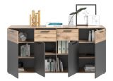 Sideboard Tomaso in Nox Eiche und Basalt grau Wohn- und Esszimmer Kommode 180 x 87 cm