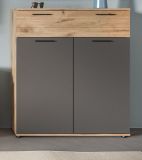 Schuhkommode Tomaso in Nox Eiche und Basalt grau Flur Diele Kommode 90 x 104 cm