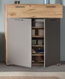 Schuhkommode Tomaso in Nox Eiche und Basalt grau Flur Diele Kommode 90 x 104 cm