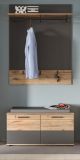 Garderobenpaneel Tomaso in Nox Eiche und Basalt grau Wandgarderobe 90 x 117 cm