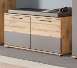 Garderobe Sitzbank Tomaso in Nox Eiche und Basalt grau Garderobenbank 90 x 51 cm