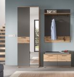 Garderobe Sitzbank Tomaso in Nox Eiche und Basalt grau Garderobenbank 90 x 51 cm
