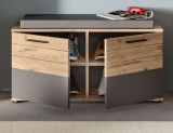 Garderobe Sitzbank Tomaso in Nox Eiche und Basalt grau Garderobenbank 90 x 51 cm
