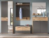 Garderobe Set 5-teilig Tomaso in Nox Eiche und Basalt grau Garderobenkombination 280 x 200 cm
