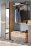 Garderobe Set 3-teilig Tomaso in Nox Eiche und Basalt grau Garderobenkombination 175 x 200 cm