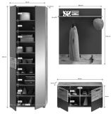 Garderobe Set 3-teilig Tomaso in Nox Eiche und Basalt grau Garderobenkombination 175 x 200 cm