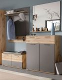 Garderobe Set 4-teilig Tomaso in Nox Eiche und Basalt grau Garderobenkombination 195 x 200 cm