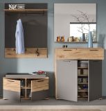 Garderobe Set 4-teilig Tomaso in Nox Eiche und Basalt grau Garderobenkombination 195 x 200 cm