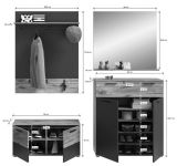 Garderobe Set 4-teilig Tomaso in Nox Eiche und Basalt grau Garderobenkombination 195 x 200 cm