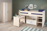 Parisot Kinder- und Jugendzimmer Charly5 in Akazie und wei Set inklusive Kleiderschrank und Hochbett mit Schreibtisch