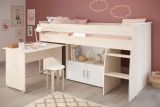 Parisot Kinder- und Jugendzimmer Charly5 in Akazie und wei Set inklusive Kleiderschrank und Hochbett mit Schreibtisch