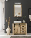 Waschbeckenunterschrank MIT Waschbecken Stove in Used Wood hell und anthrazit Waschtisch 95 cm