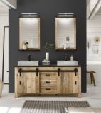 Doppelwaschtisch Stove in Used Wood hell und anthrazit Waschtisch Set inkl. 2 x Waschbecken 164 cm