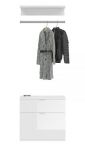 Garderobe Set 3-teilig SystemX in wei Hochglanz Kommode und Kleiderstange 61 cm