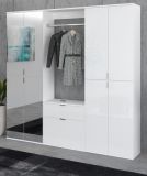 Garderobe Set 3-teilig SystemX in wei Hochglanz Kommode und Kleiderstange 61 cm