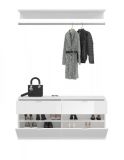 Garderobe Set 3-teilig SystemX in wei Hochglanz Kommode und Kleiderstange 121 cm