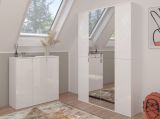 Garderobe und Kleiderschrank SystemX in wei Hochglanz Mehrzweckschrank mit Spiegeltr 122 x 193 cm