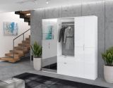 Garderobe und Kleiderschrank SystemX in wei Hochglanz Mehrzweckschrank mit Spiegeltr 122 x 193 cm