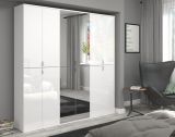 Garderobe mit Spiegel SystemX in wei Hochglanz Mehrzweckschrank 183 x 193 cm