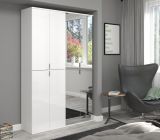 Garderobe mit Spiegel SystemX in wei Hochglanz Schuhschrank mit Spiegeltr 122 x 193 cm