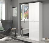 Garderobe mit Spiegel SystemX in wei Hochglanz Schuhschrank mit Spiegeltr 122 x 193 cm