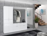 Garderobe mit Spiegel SystemX in wei Hochglanz Garderobenschrank mit Spiegeltr 243 x 193 cm