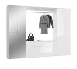 Garderobe mit Spiegel SystemX in wei Hochglanz Garderobenschrank mit Spiegeltr 243 x 193 cm