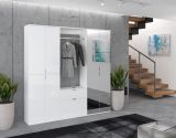 Garderobenschrank mit Spiegel SystemX in wei Hochglanz Flurgarderobe mit Spiegeltr 183 x 193 cm
