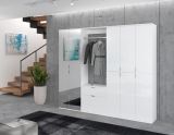 Garderobe SystemX in wei Hochglanz Garderoben-Set mit Spiegeltr 152 x 193 cm