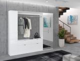 Garderobenschrank SystemX in wei Hochglanz Flurgarderobe mit Spiegeltr 212 x 193 cm