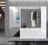 Garderobenschrank SystemX in wei Hochglanz Flurgarderobe mit Spiegeltr 212 x 193 cm