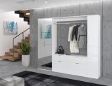 Garderobenschrank SystemX in wei Hochglanz Flurgarderobe mit Spiegeltr 212 x 193 cm