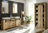 Badezimmer Hochschrank Stove in Used Wood hell und anthrazit Badschrank 93 x 201 cm