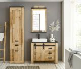 Badmbel Set 5-teilig Stove in Used Wood hell und anthrazit Badkombination MIT Waschbecken und LED Spiegellampe