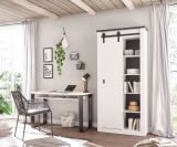 Stauraumschrank Stove in wei Pinie und anthrazit Landhaus Regalschrank 93 x 201 cm Mehrzweckschrank