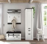 Stauraumschrank Stove in wei Pinie und anthrazit Landhaus Mehrzweckschrank 51 x 201 cm