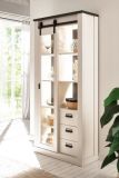 Vitrine Stove in wei Pinie und anthrazit Landhaus Vitrinenschrank 93 x 201 cm