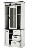 Vitrine Stove in wei Pinie und anthrazit Landhaus Vitrinenschrank 93 x 201 cm