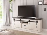TV-Lowboard Stove in wei Pinie und anthrazit Landhaus TV Unterteil in Komforthhe 162 x 61 cm