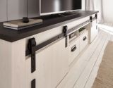 TV-Lowboard Stove in wei Pinie und anthrazit Landhaus TV Unterteil in Komforthhe 201 x 61 cm