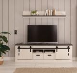 TV-Lowboard Stove in wei Pinie und anthrazit Landhaus TV Unterteil in Komforthhe 201 x 61 cm