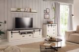 TV-Lowboard Stove in wei Pinie und anthrazit Landhaus TV Unterteil in Komforthhe 201 x 61 cm